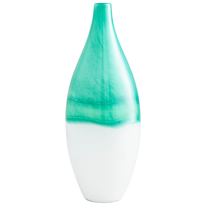 Cyan 09522 Vase, Turquoise/White