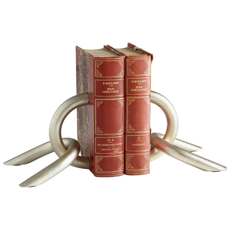Cyan 09581 Bookends, Antique Silver Leaf