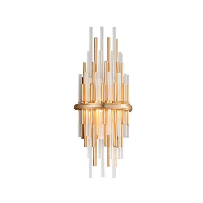 Corbett Lighting 238-11 Two Light Wall Sconce, Gold Leaf W Polished Stainless
