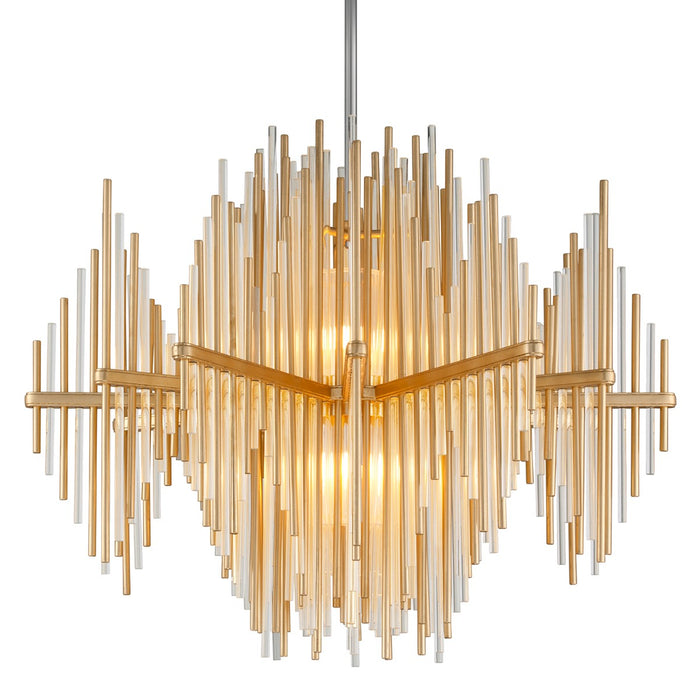 Corbett Lighting 238-43-GL/SS Two Light Chandelier, Gold Leaf/Stainless Steel