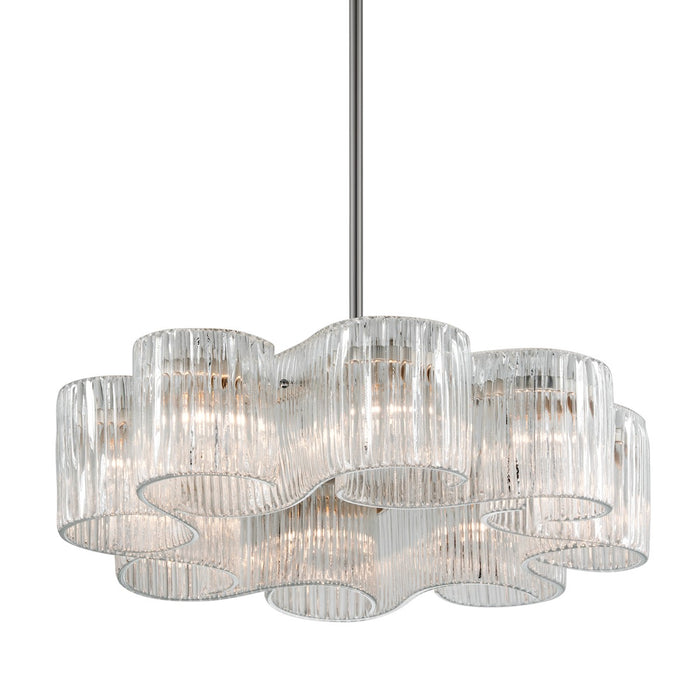 Corbett Lighting 240-48 Eight Light Chandelier, Satin Silver Leaf