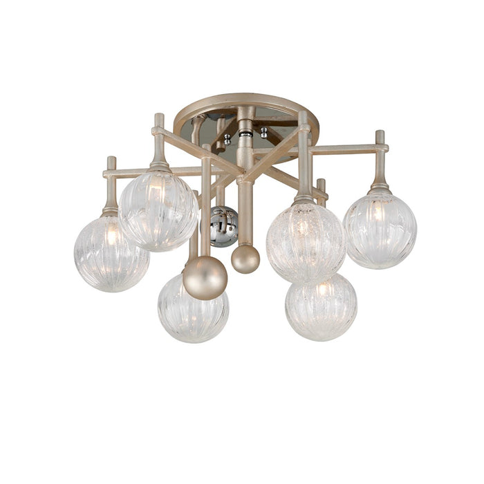 Corbett Lighting 241-36-SL/PC LED Semi Flush Mount, Silver Leaf W Polished Chrome