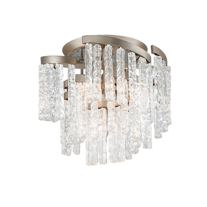 Corbett Lighting 243-35-WSL Five Light Semi Flush Mount, Warm Silver Leaf