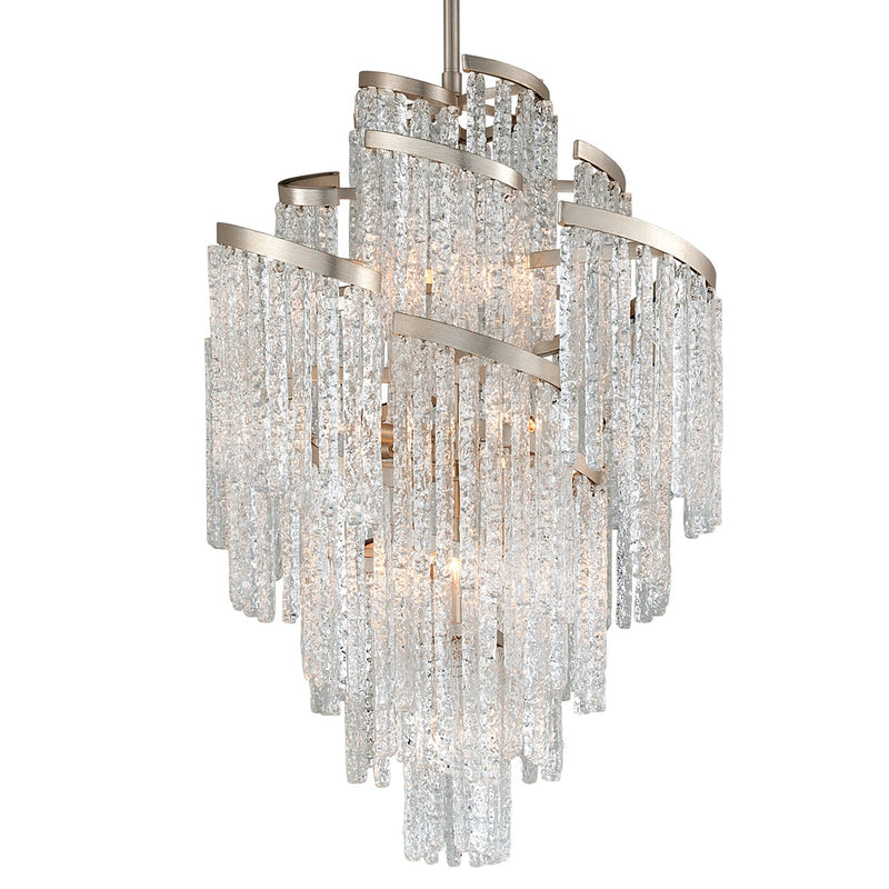 Corbett Lighting 243-413 13 Light Chandelier, Modern Silver Leaf