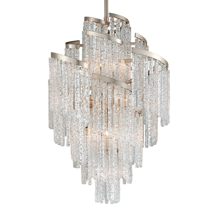Corbett Lighting 243-413 13 Light Chandelier, Modern Silver Leaf