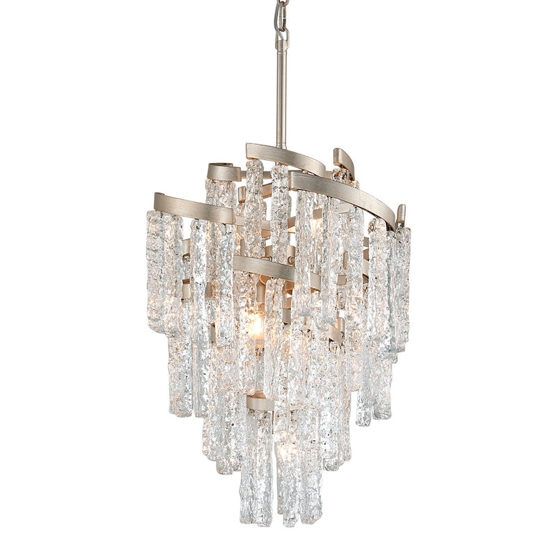 Corbett Lighting 243-47 Seven Light Chandelier, Modern Silver Leaf