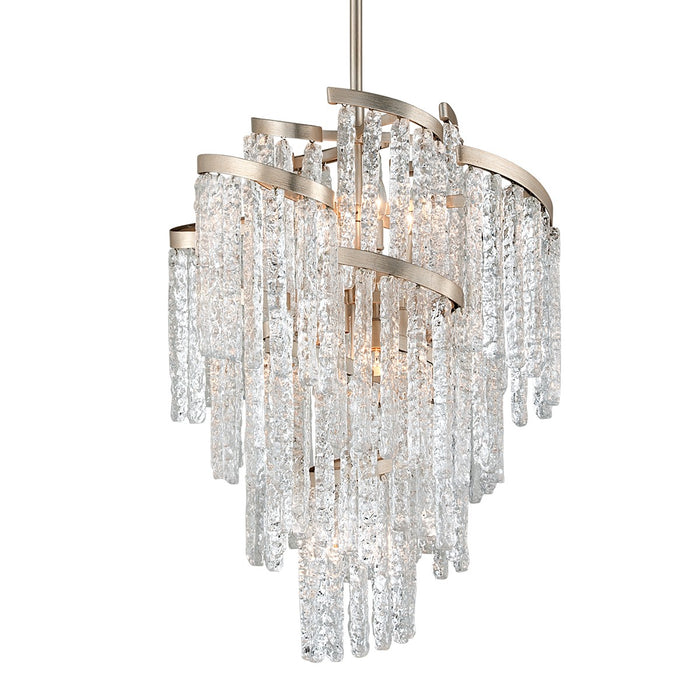 Corbett Lighting 243-49 Nine Light Chandelier, Modern Silver Leaf