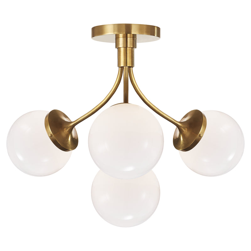 Visual Comfort Signature KS 4407SB-WG Four Light Semi Flush Mount, Soft Brass