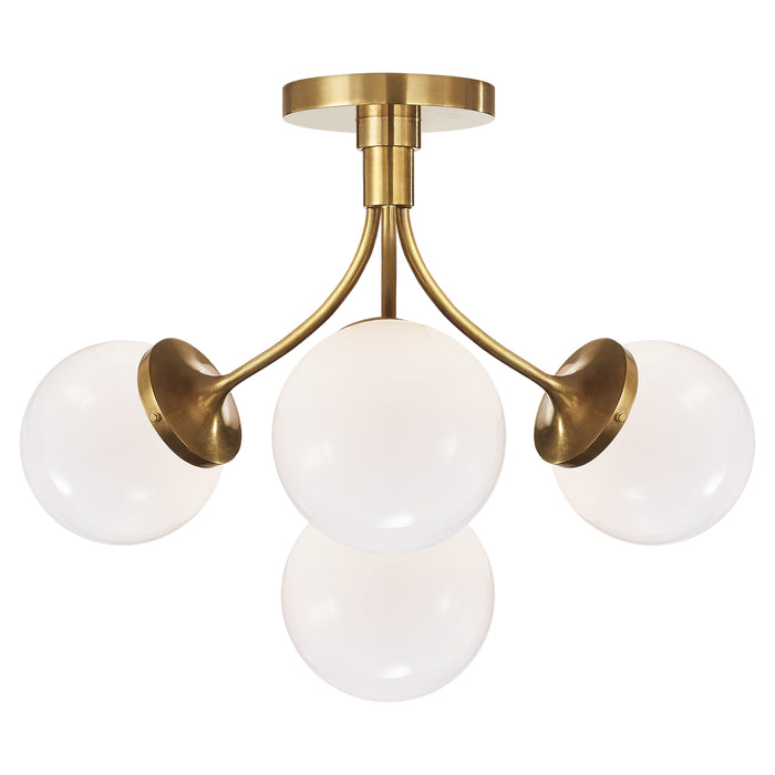 Visual Comfort Signature KS 4407SB-WG Four Light Semi Flush Mount, Soft Brass