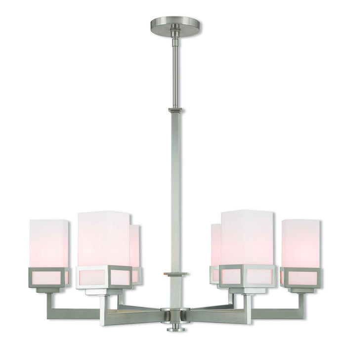 Livex Lighting 40196-91 Six Light Chandelier, Brushed Nickel