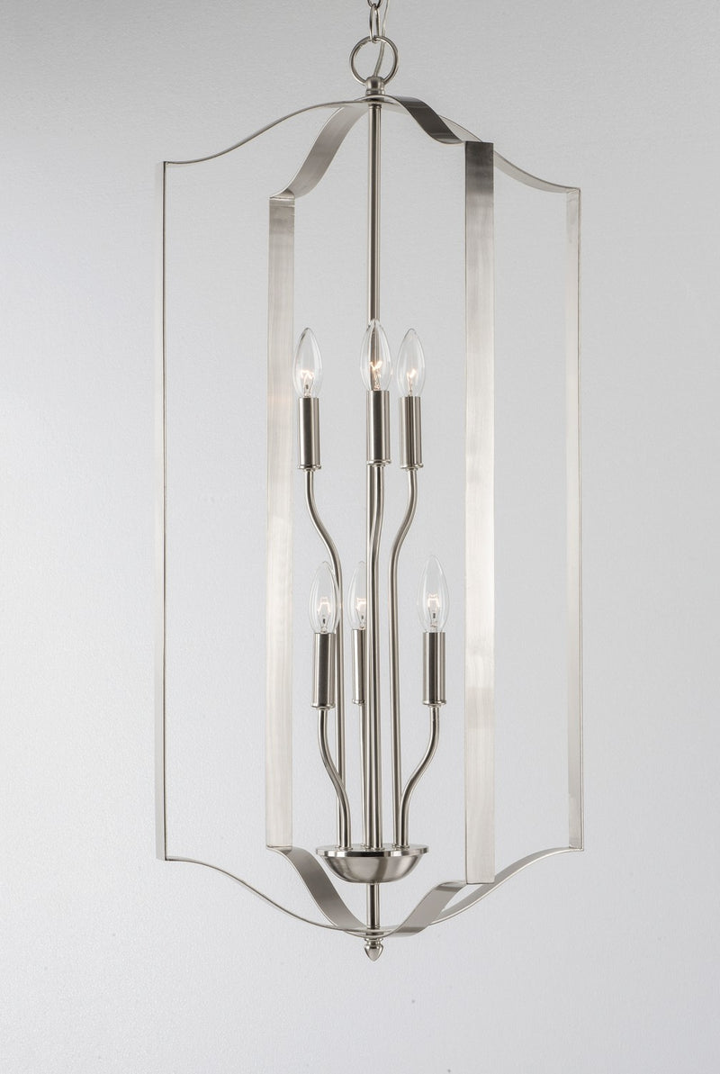 Maxim 10038SN Six Light Chandelier, Satin Nickel
