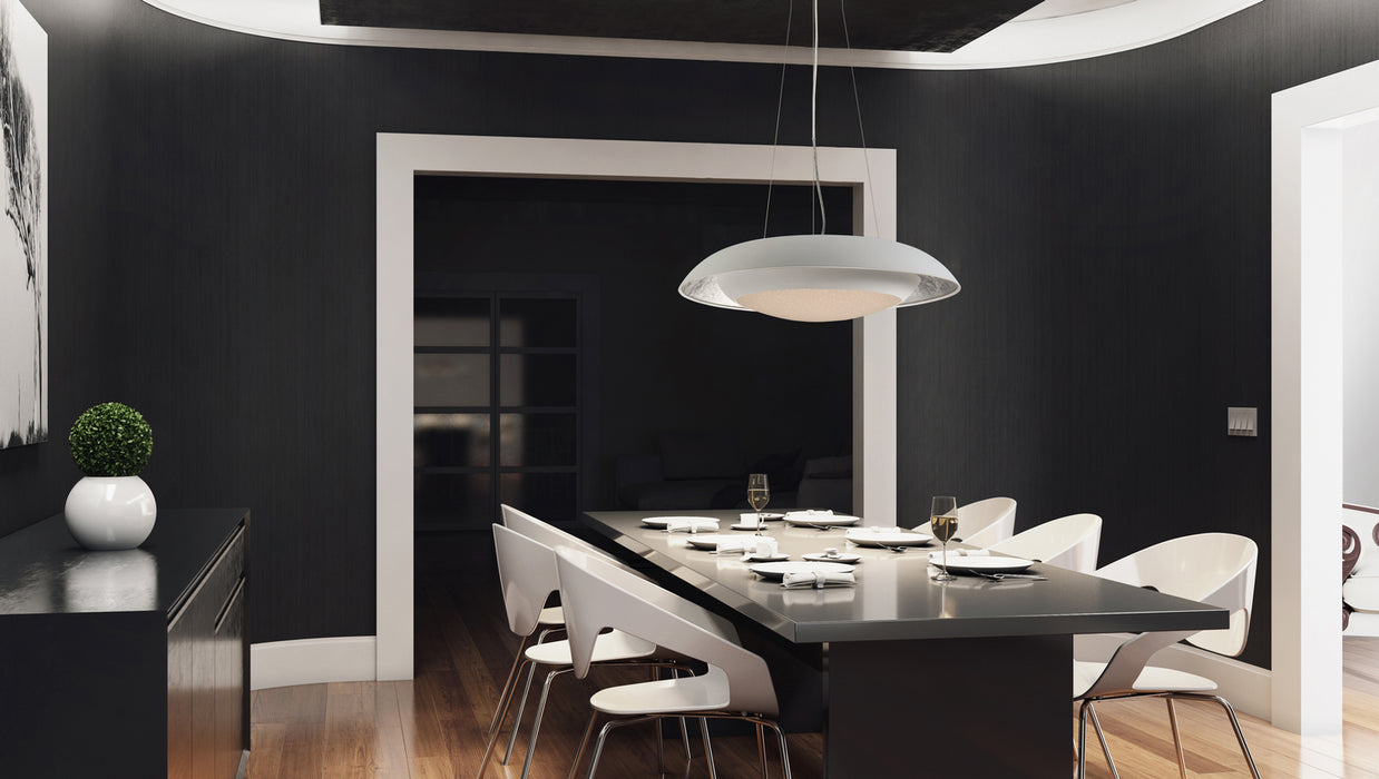Maxim 35075CYSLWT LED Pendant, Silver Leaf / White