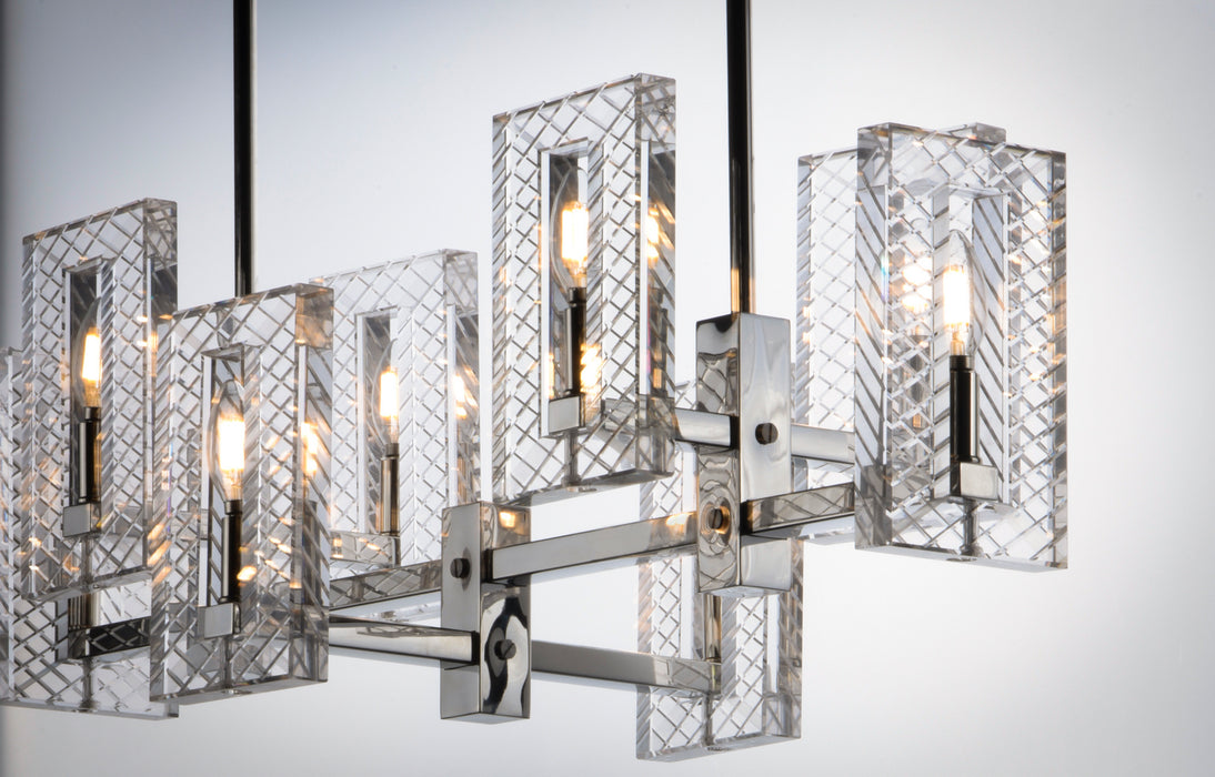 Maxim 38015BCPN Eight Light Linear Chandelier, Polished Nickel