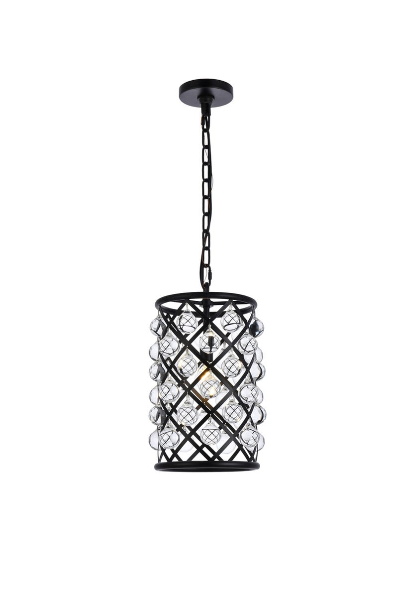 Elegant Lighting 1204D8MB/RC One Light Pendant, Matte Black