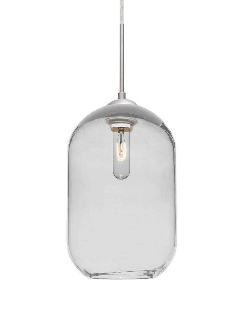 Besa 1JC-OMEGA12CL-SN One Light Pendant, Satin Nickel