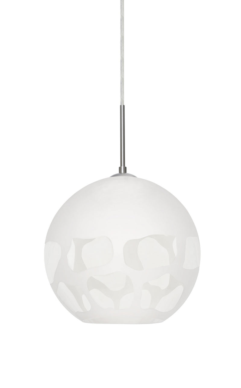 Besa 1JC-ROCKYWH-LED-SN One Light Pendant, Satin Nickel