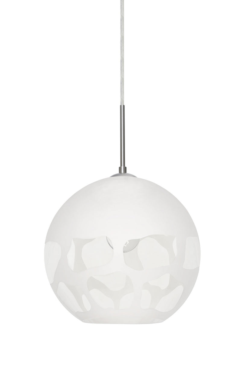 Besa 1JC-ROCKYWH-SN One Light Pendant, Satin Nickel
