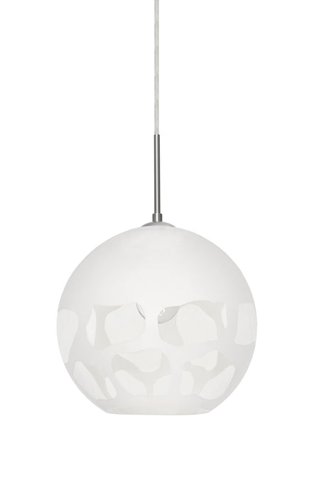 Besa 1JC-ROCKYWH-SN One Light Pendant, Satin Nickel