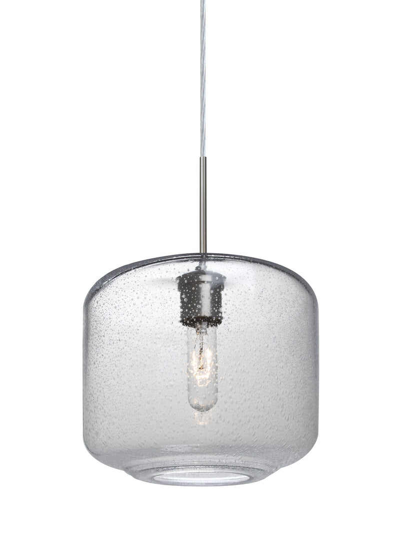 Besa 1JT-NILES10CL-SN One Light Pendant, Satin Nickel