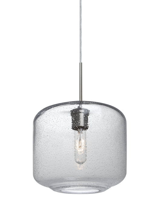 Besa 1JT-NILES10CL-SN One Light Pendant, Satin Nickel
