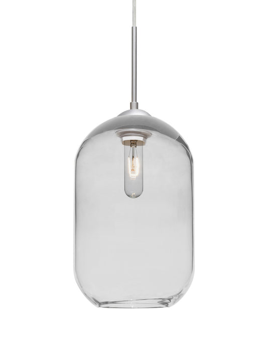 Besa 1JT-OMEGA12CL-SN One Light Pendant, Satin Nickel