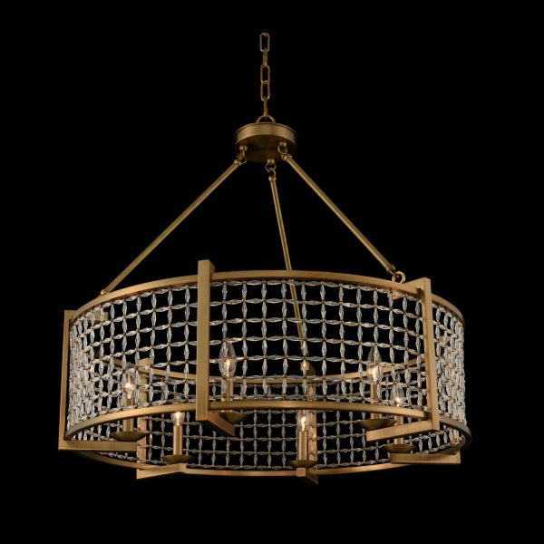 Allegri 032152-043-FR001 Six Light Pendant, Brushed Pearlized Brass