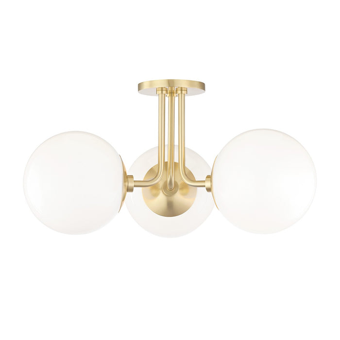 Mitzi H105603-AGB Three Light Semi Flush Mount, Aged Brass