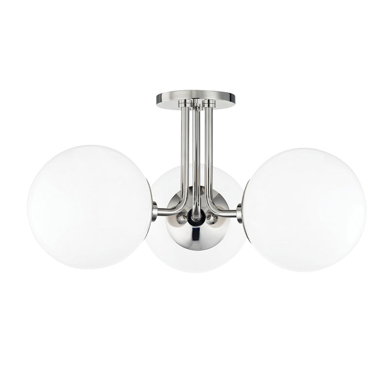 Mitzi H105603-PN Three Light Semi Flush Mount, Polished Nickel