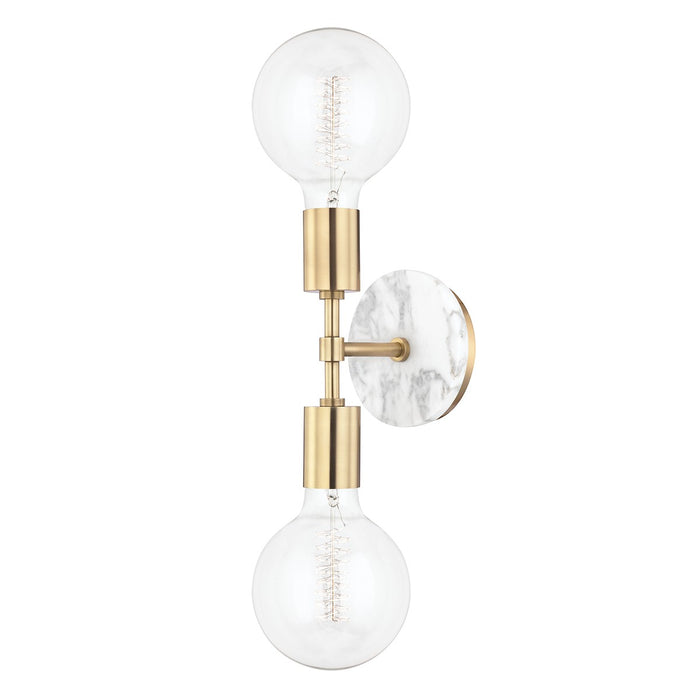 Mitzi H110102-AGB Two Light Wall Sconce, Aged Brass