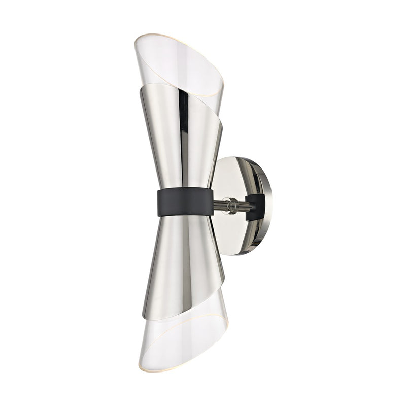 Mitzi H130102-PN/BK LED Wall Sconce, Polished Nickel/Black