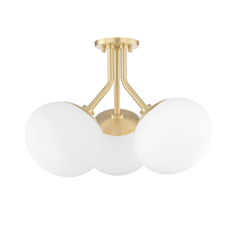 Mitzi H134603-AGB Three Light Semi Flush Mount, Aged Brass