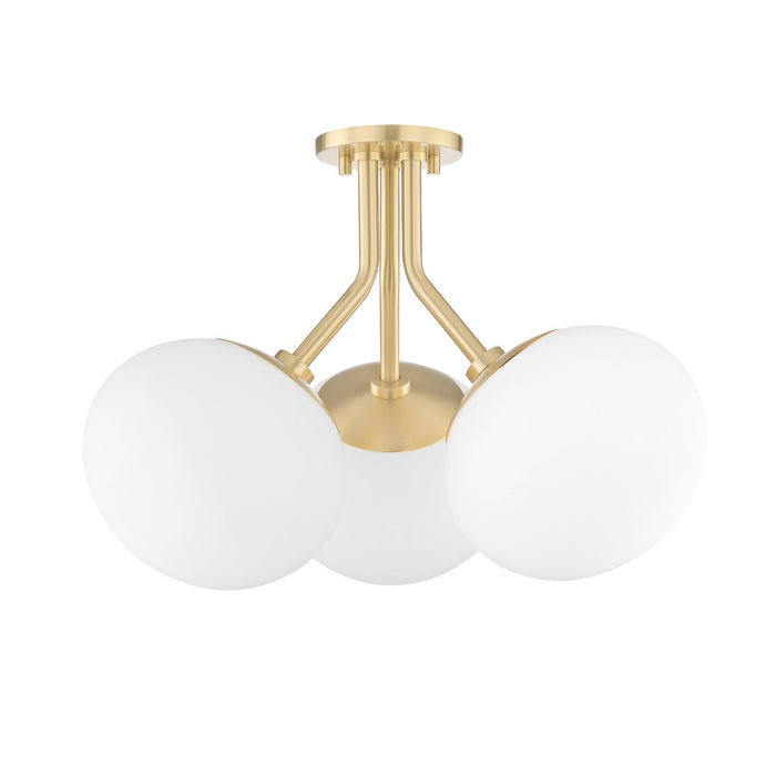 Mitzi H134603-AGB Three Light Semi Flush Mount, Aged Brass