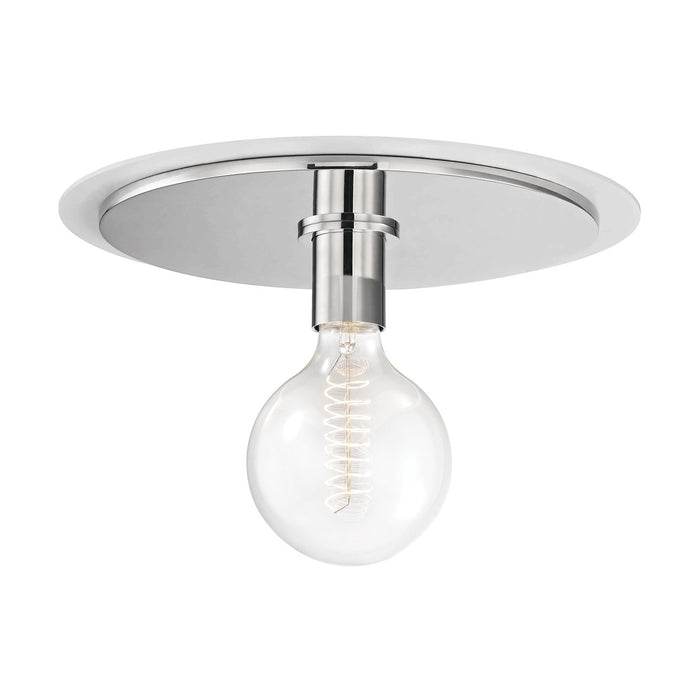 Mitzi H137501L-PN/WH One Light Flush Mount, Polished Nickel/White