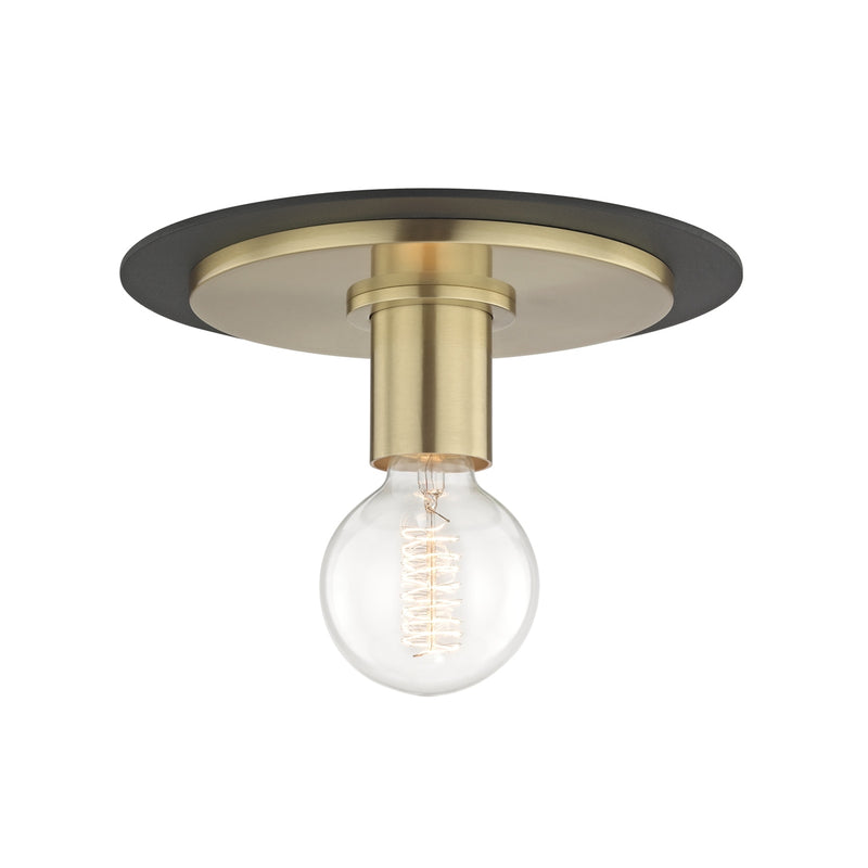 Mitzi H137501S-AGB/BK One Light Flush Mount, Aged Brass/Black