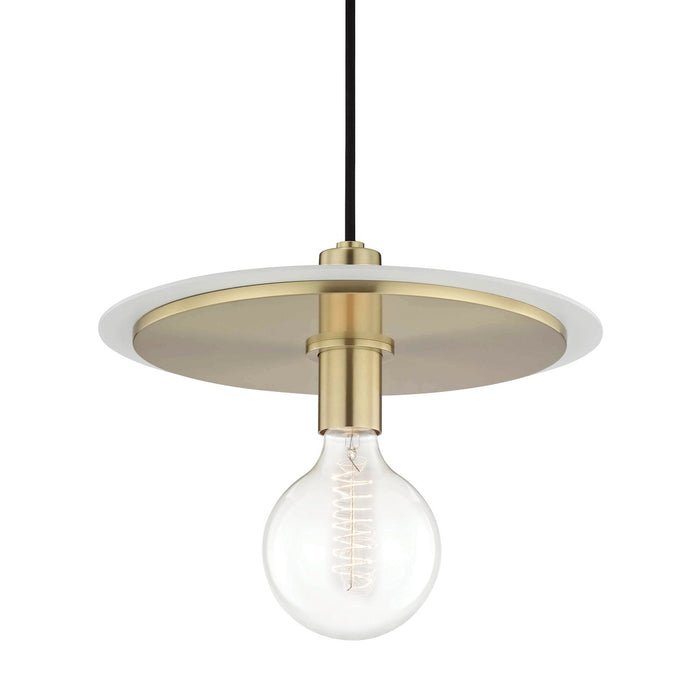 Mitzi H137701L-AGB/WH One Light Pendant, Aged Brass/Soft Off White