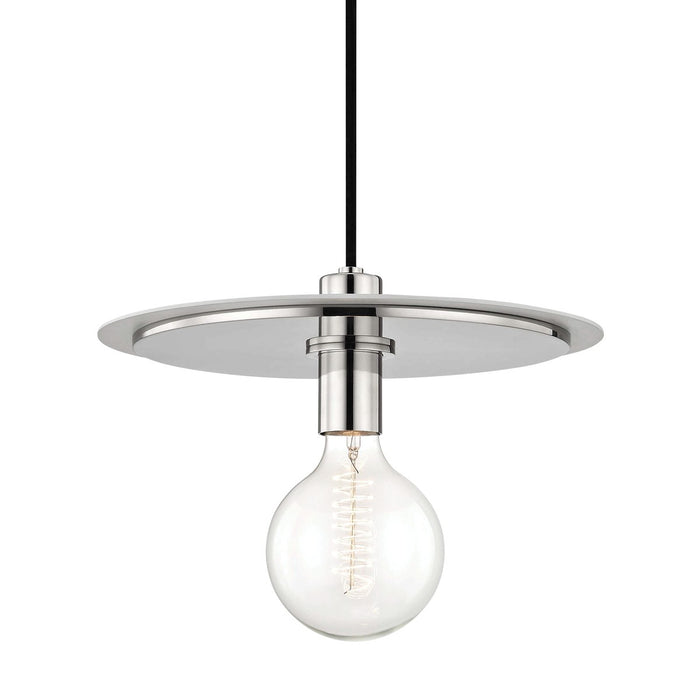 Mitzi H137701L-PN/WH One Light Pendant, Polished Nickel/White