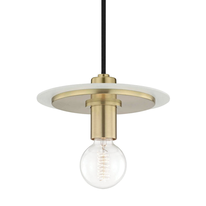 Mitzi H137701S-AGB/WH One Light Pendant, Aged Brass/Soft Off White