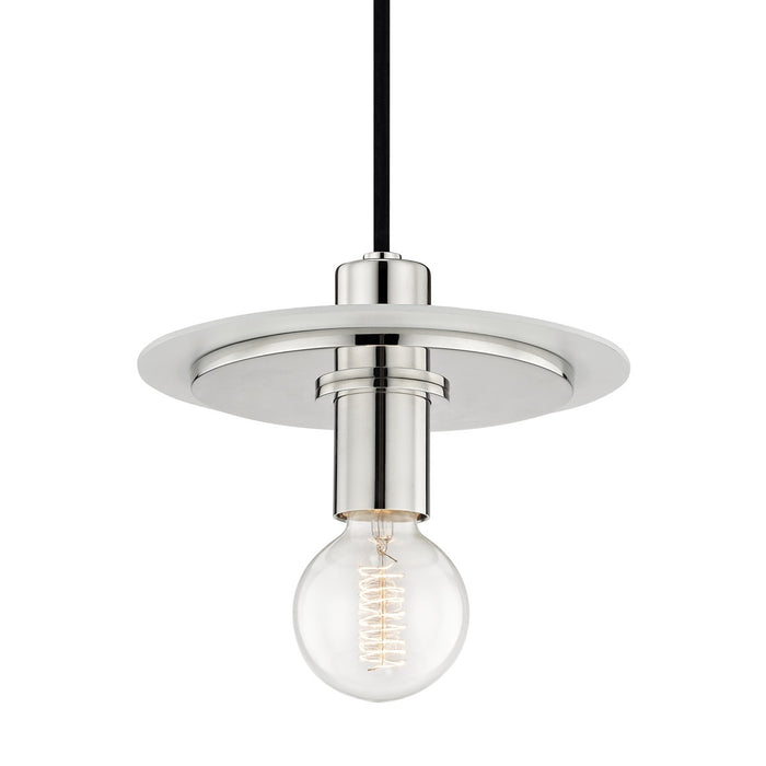 Mitzi H137701S-PN/WH One Light Pendant, Polished Nickel/White