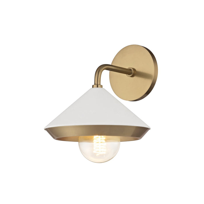 Mitzi H139101-AGB/WH One Light Wall Sconce, Aged Brass/Soft Off White
