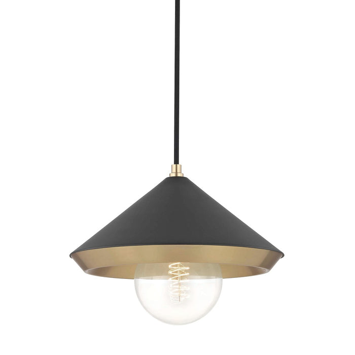 Mitzi H139701L-AGB/BK One Light Pendant, Aged Brass/Black