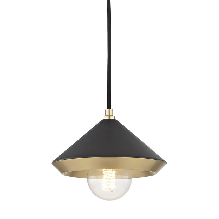 Mitzi H139701S-AGB/BK One Light Pendant, Aged Brass/Black