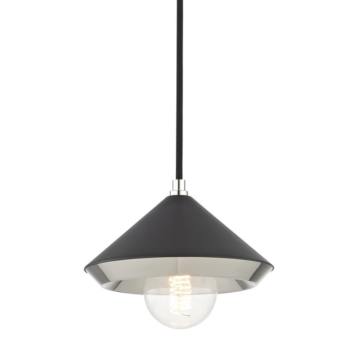 Mitzi H139701S-PN/BK One Light Pendant, Polished Nickel/Black
