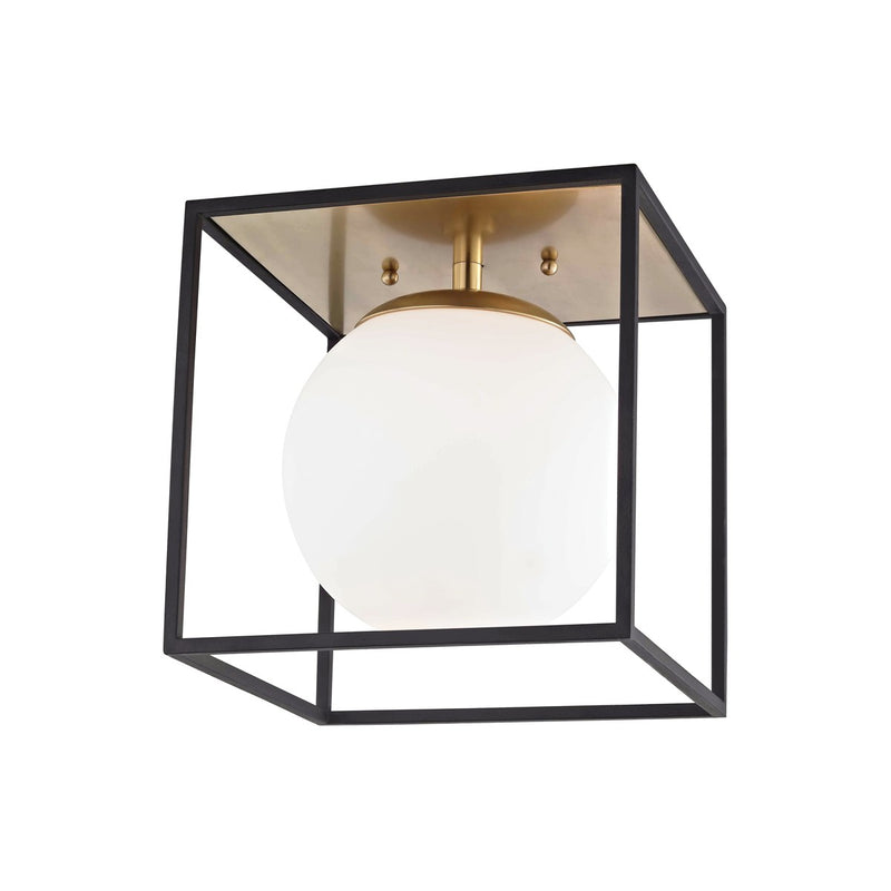 Mitzi H141501L-AGB/BK One Light Flush Mount, Aged Brass/Black