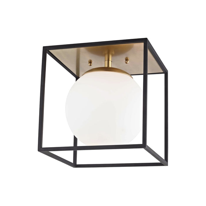 Mitzi H141501L-AGB/BK One Light Flush Mount, Aged Brass/Black