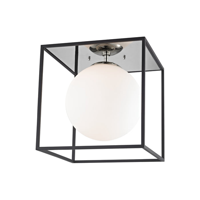 Mitzi H141501L-PN/BK One Light Flush Mount, Polished Nickel/Black