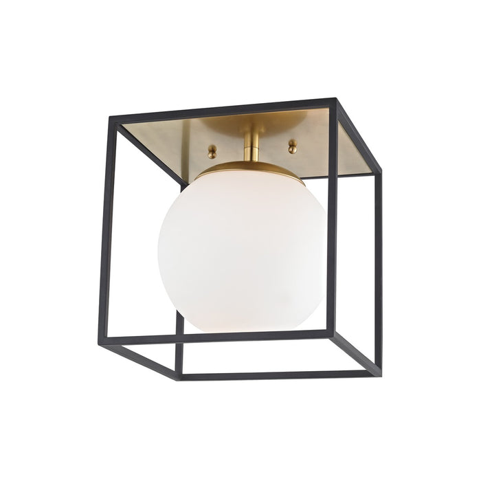 Mitzi H141501S-AGB/BK One Light Flush Mount, Aged Brass/Black