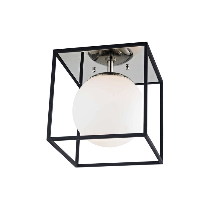 Mitzi H141501S-PN/BK One Light Flush Mount, Polished Nickel/Black