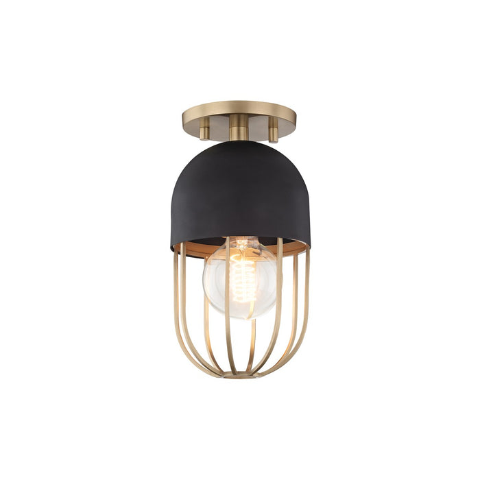 Mitzi H145601-AGB/BK One Light Semi Flush Mount, Aged Brass/Black