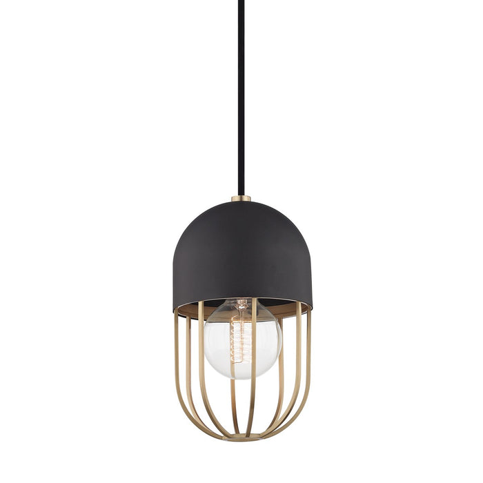 Mitzi H145701-AGB/BK One Light Pendant, Aged Brass/Black
