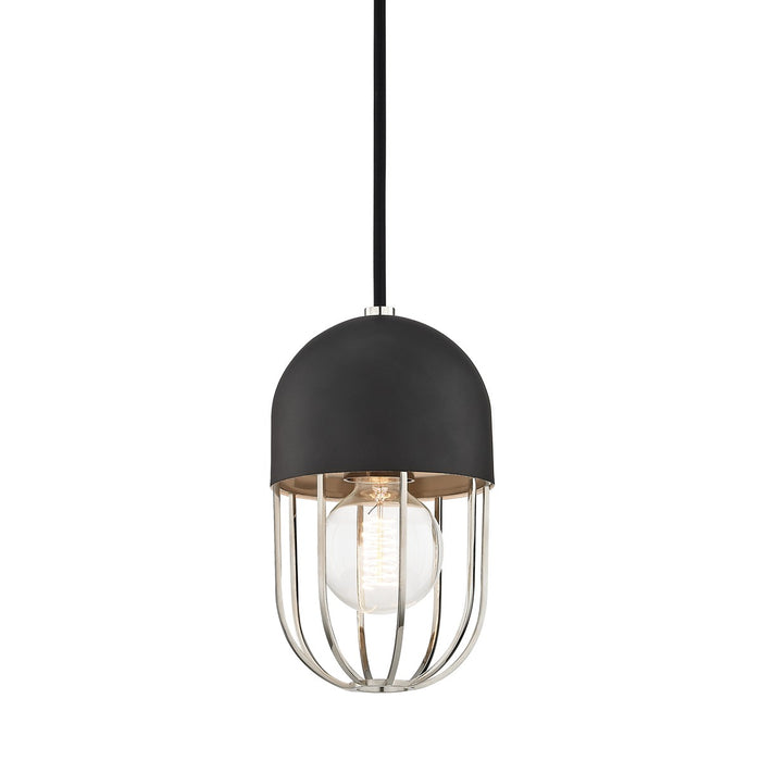 Mitzi H145701-PN/BK One Light Pendant, Polished Nickel/Black